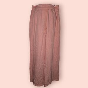 Halara High Waisted Drawstring Side Pocket Wide Leg Casual Linen-Feel Pants Medi